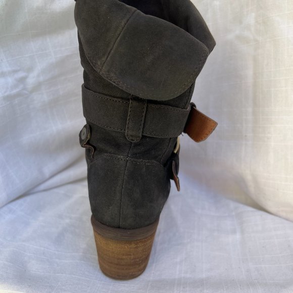 Donald J. Pliner Round Toe Moto Buckle Style Cuban Heel Bootie Black Size 6.5 - Picture 5 of 11